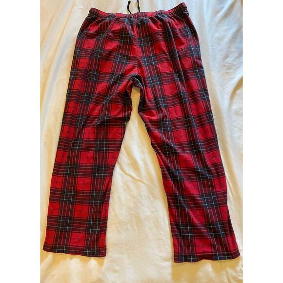 NAUTICA Men's Pajama Pants Sleepwear Soft Flannel XL-Black/Red Plaid EUC - Picture 2 of 9